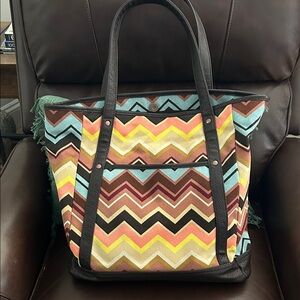 Missoni for Target Chevron Canvas Tote in Blue, Yellow, Pink and Brown